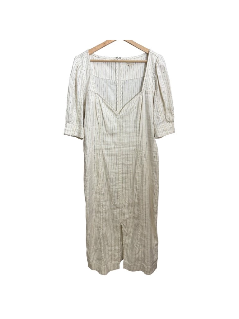 Pilcro Coastal Euro Summer Minimalist Midi Sweetheart Dress Cream 14 Anthro